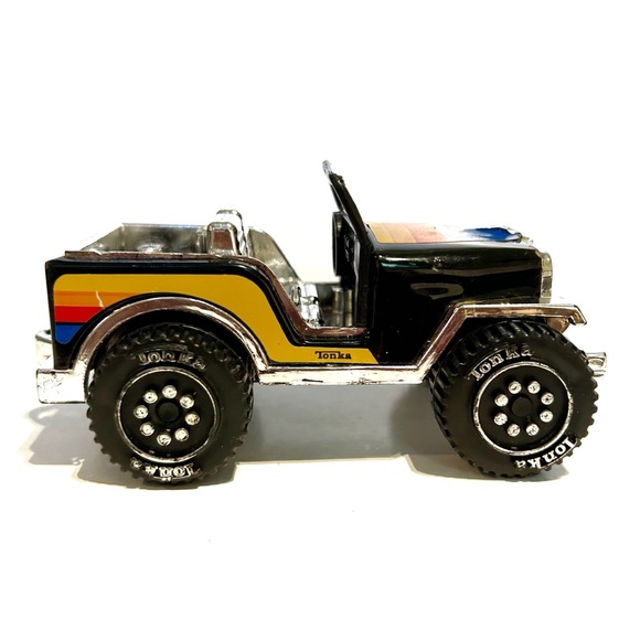 Vintage 1979 Tonka Jeep Truck Toy Car Black Silver Blue Red Yellow Stripes Buggy - Picture 3 of 12